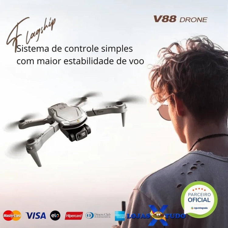 Mini Drone Profissional Lenovo V88 Câmera HD Dupla com GPS e sensor de Obstáculos