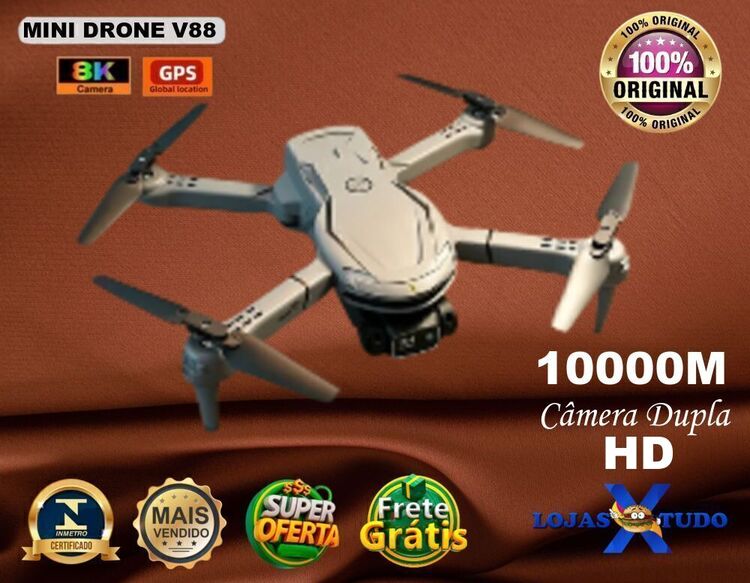 Mini Drone Profissional Lenovo V88 Câmera HD Dupla com GPS e sensor de Obstáculos