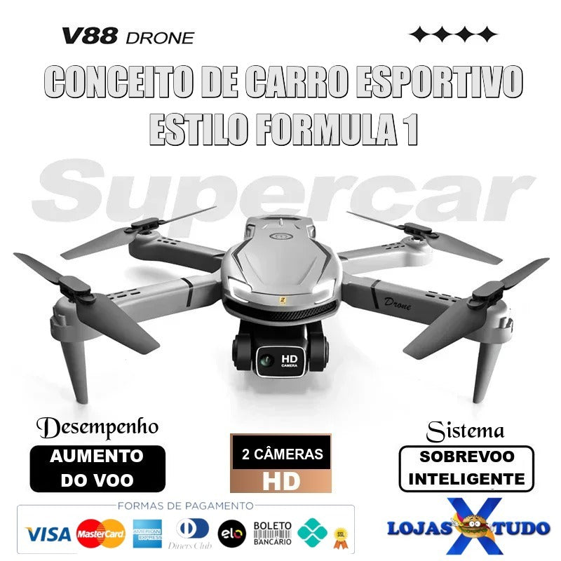 Mini Drone Profissional Lenovo V88 Câmera HD Dupla com GPS e sensor de Obstáculos