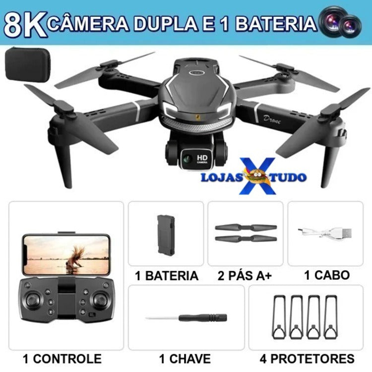 Mini Drone Profissional Lenovo V88 Câmera HD Dupla com GPS e sensor de Obstáculos