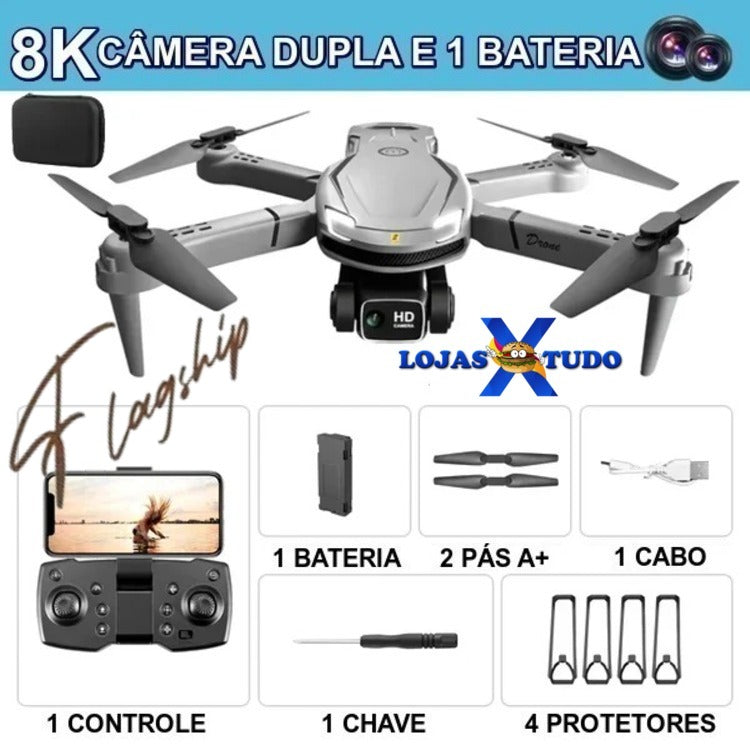 Mini Drone Profissional Lenovo V88 Câmera HD Dupla com GPS e sensor de Obstáculos