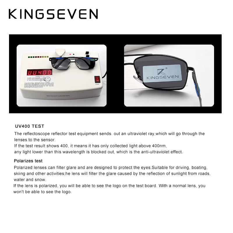 Óculos Clássicos Polarizados quadrados para Homens Estilosos KINGSEVEN 2024 N7906 Feito para qualquer Formato de Rosto