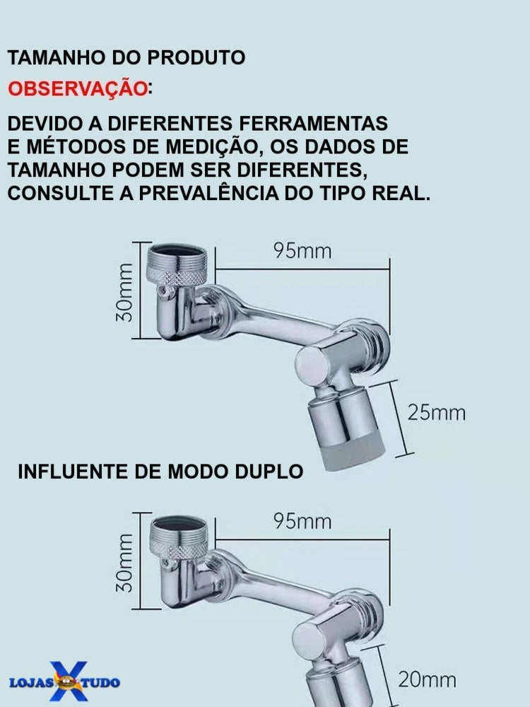 Extensão Universal  de Rotação Giratória para Torneira de 1080º  com Ducha Econômica de 2 Velocidades Super Oferta