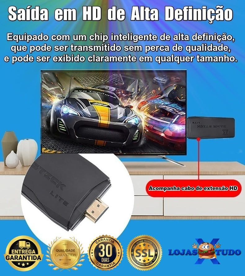 console de videogame stick 4k retro 64g com + 10000 jogos e com controle sem fio