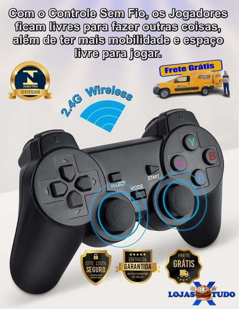 console de videogame stick 4k retro 64g com + 10000 jogos e com controle sem fio