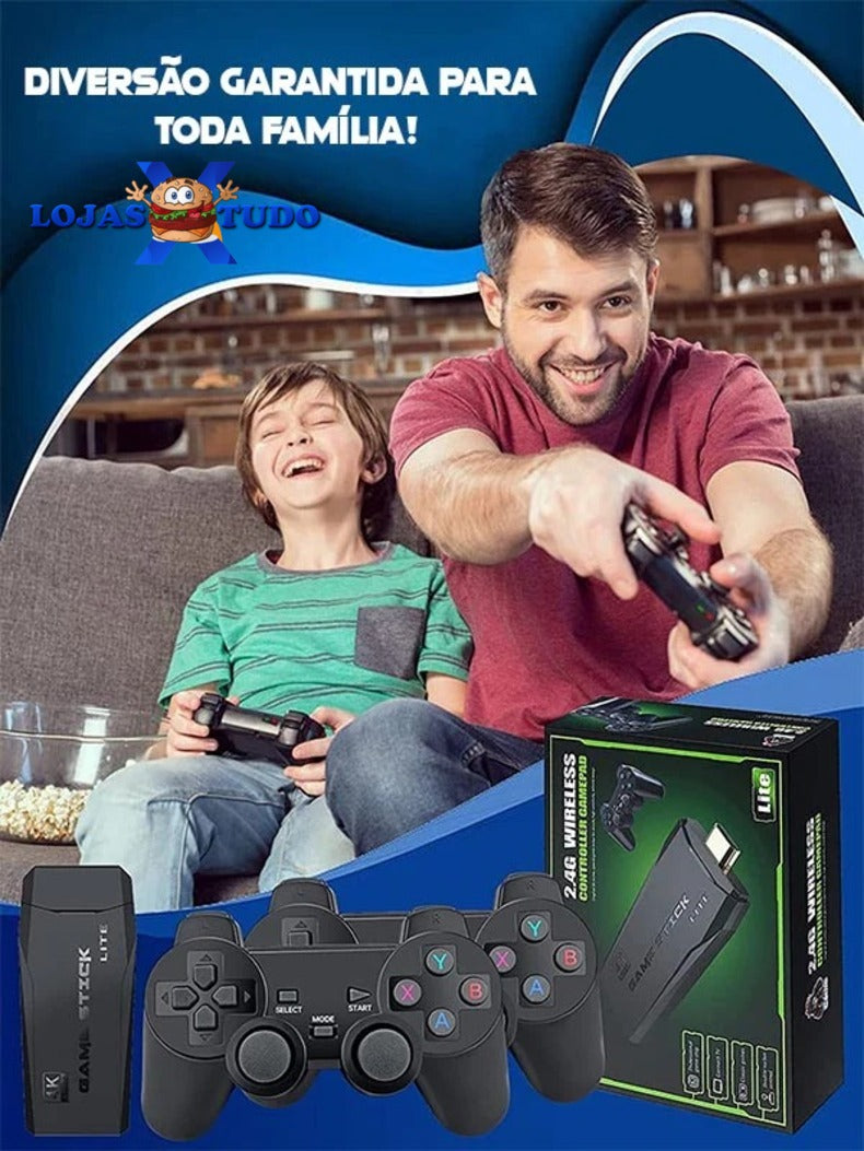 console de videogame stick 4k retro 64g com + 10000 jogos e com controle sem fio