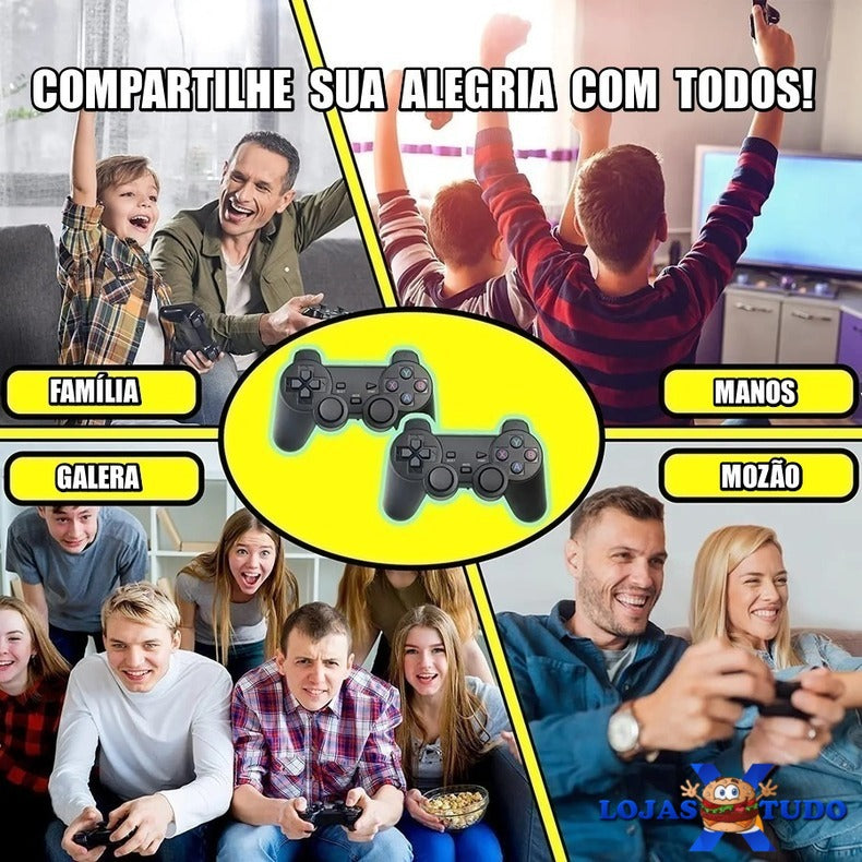 console de videogame stick 4k retro 64g com + 10000 jogos e com controle sem fio