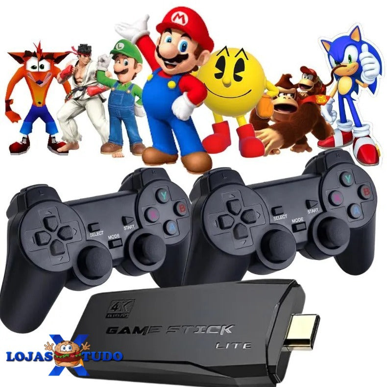 console de videogame stick 4k retro 64g com + 10000 jogos e com controle sem fio