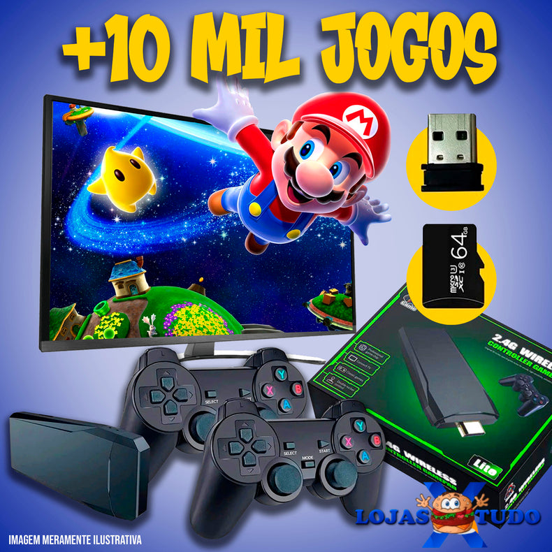 console de videogame stick 4k retro 64g com + 10000 jogos e com controle sem fio