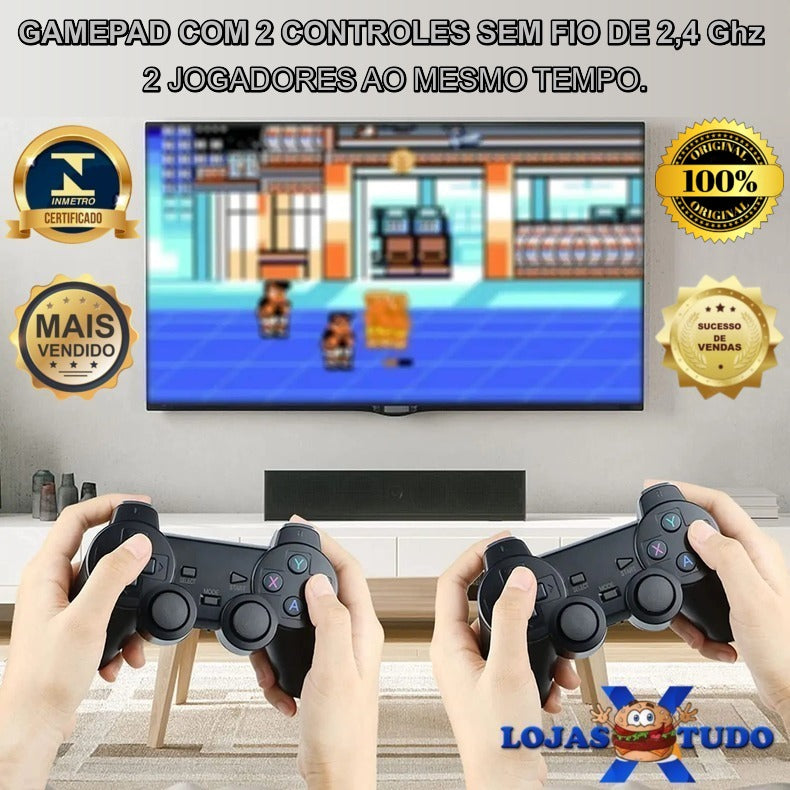 console de videogame stick 4k retro 64g com + 10000 jogos e com controle sem fio